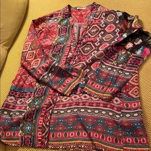 Striking Silk Johnny Was Colorful Print Tunic